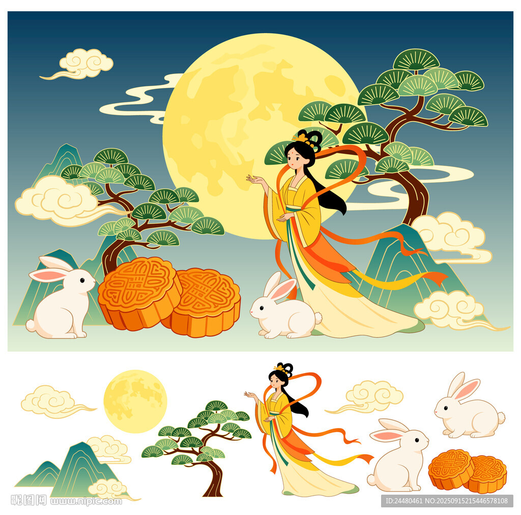 中秋節(jié)矢量插畫(huà)