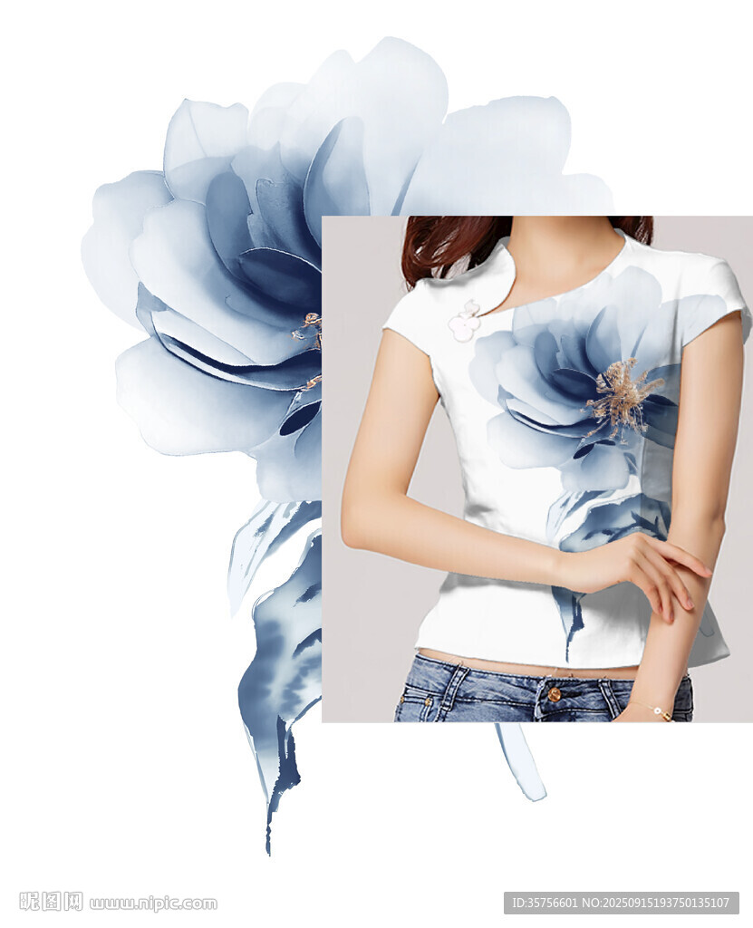 花卉圖案女士上衣展示