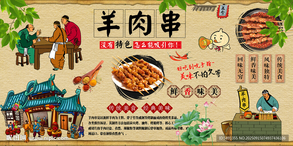 羊肉串背景墻