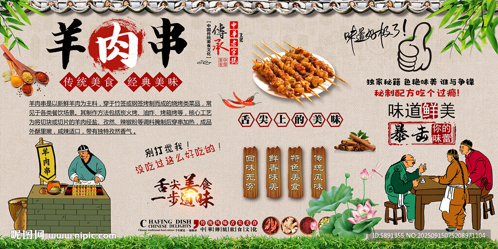 羊肉串背景墻