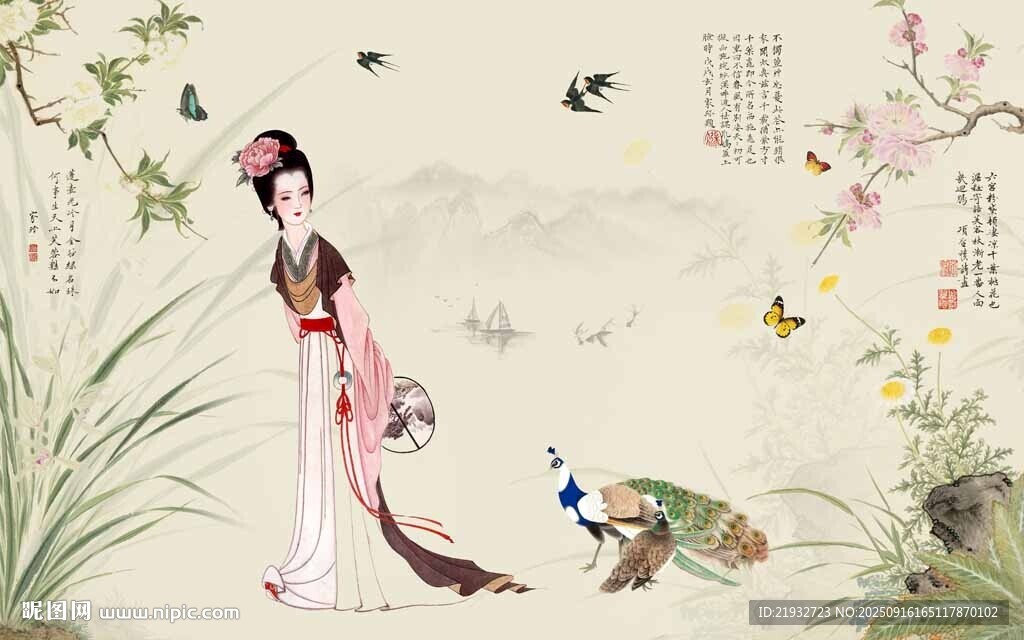 工筆背景墻