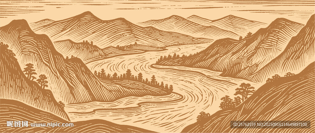 山水插畫