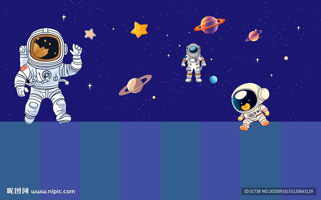 卡通星空宇宙背景墻
