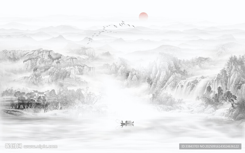 國畫水墨山水畫