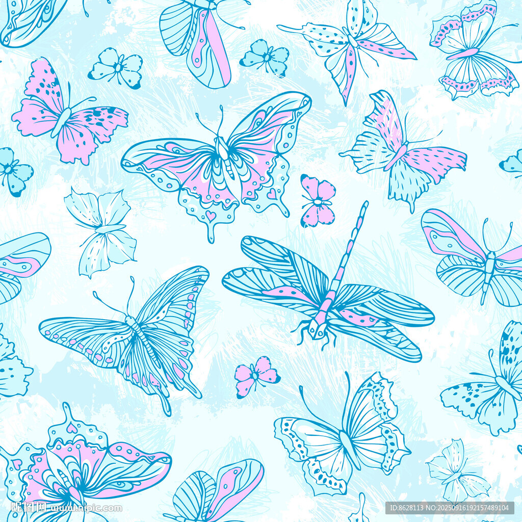 夢(mèng)幻蝴蝶蜻蜓圖案背景