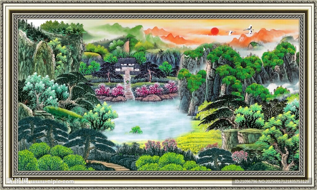 森林河畔風(fēng)景圖