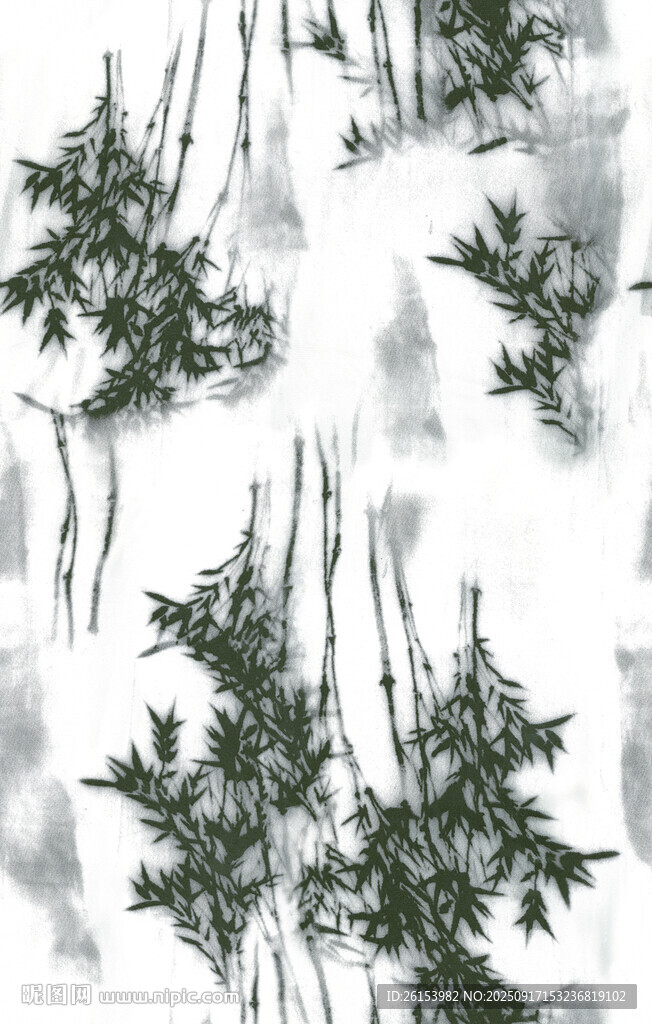 水墨風(fēng)竹林雪景圖