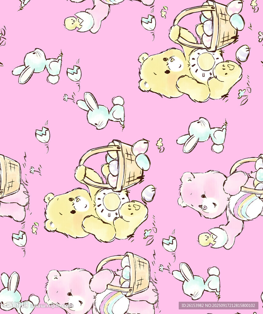 粉色萌趣小動(dòng)物卡通圖案