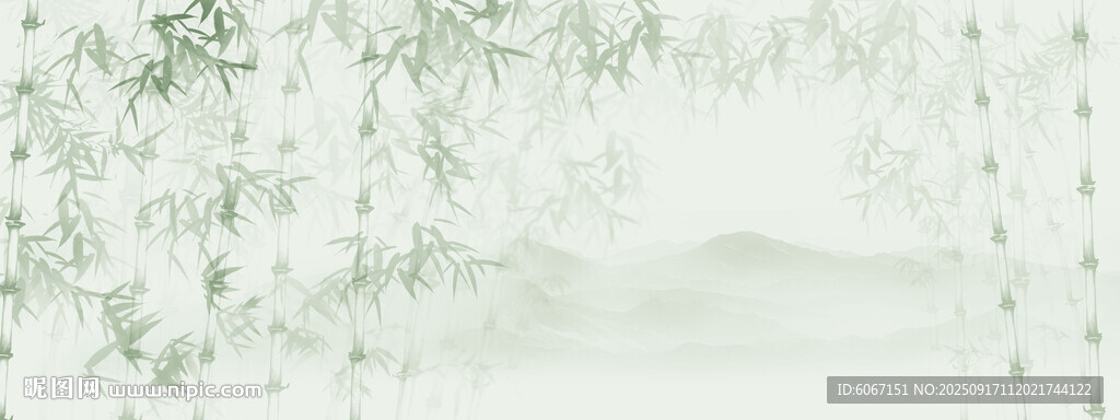 新中式水墨國(guó)畫竹子背景墻