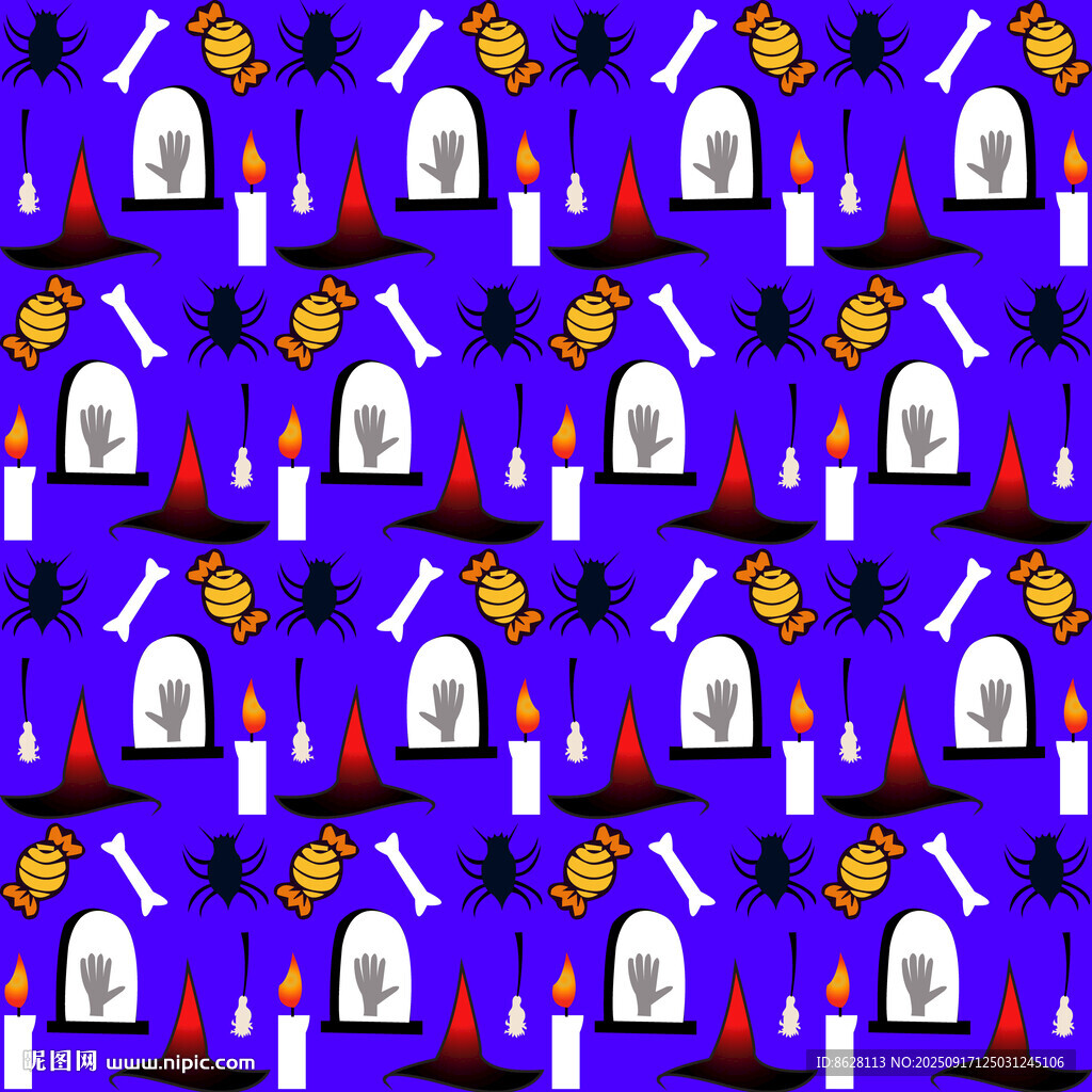 紫色背景萬圣節(jié)元素圖案