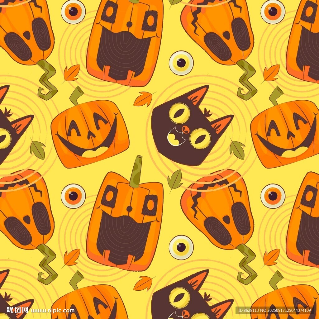 萬圣節(jié)南瓜與黑貓圖案