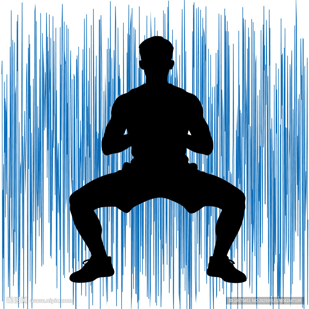男子健身深蹲剪影