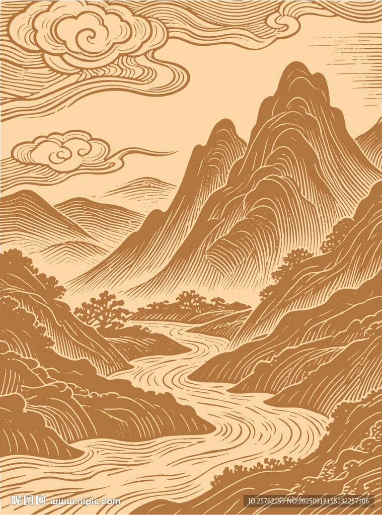 山水插畫