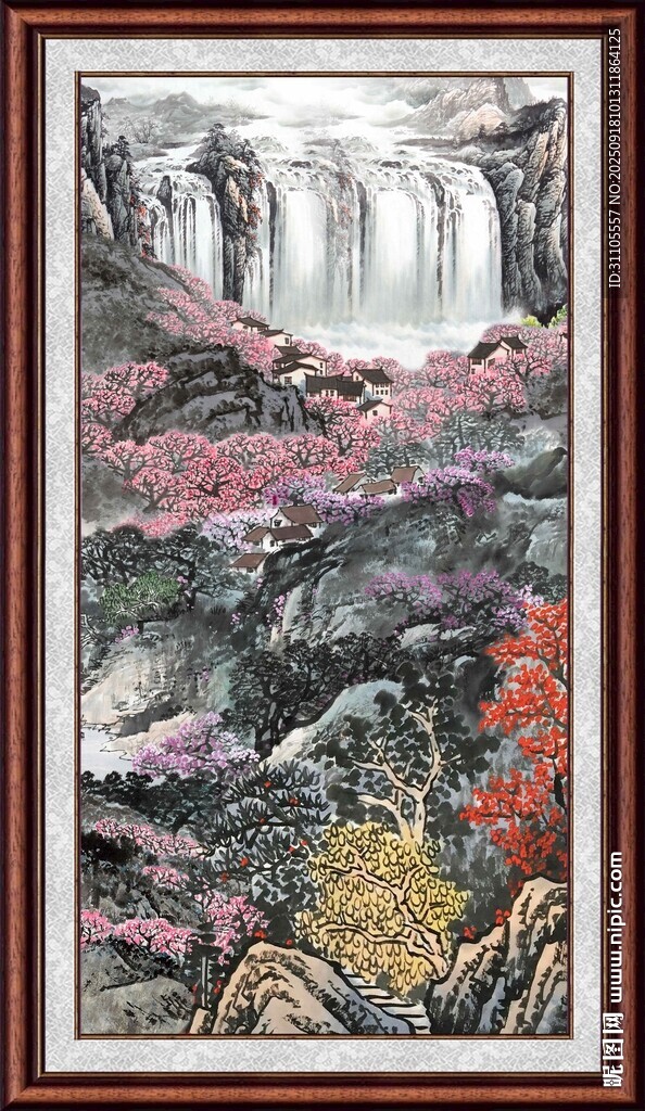 山水繁花國(guó)畫