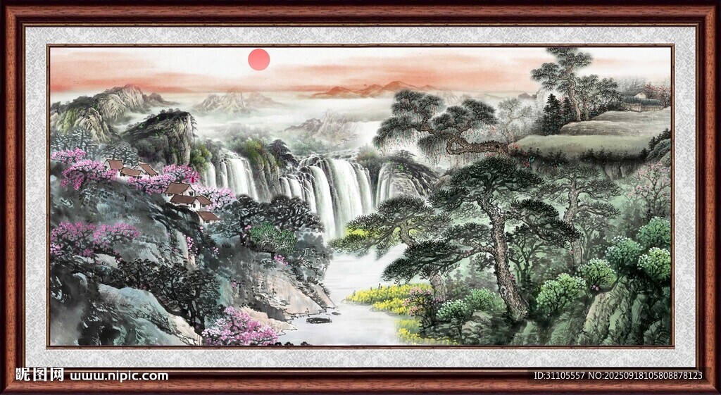 中式山水國畫風(fēng)景圖
