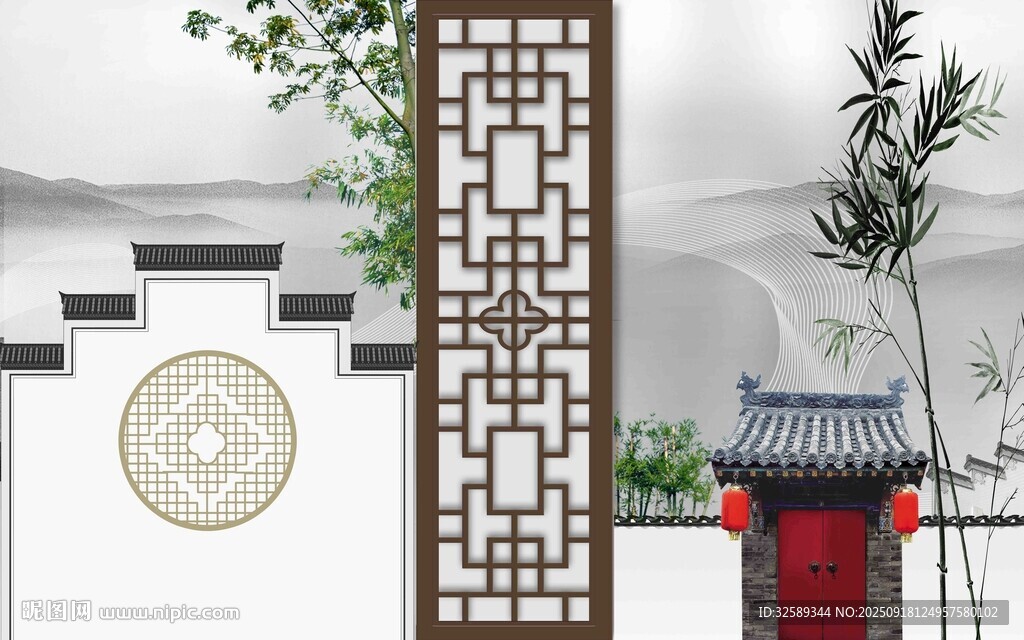 中式屏風(fēng)裝飾 