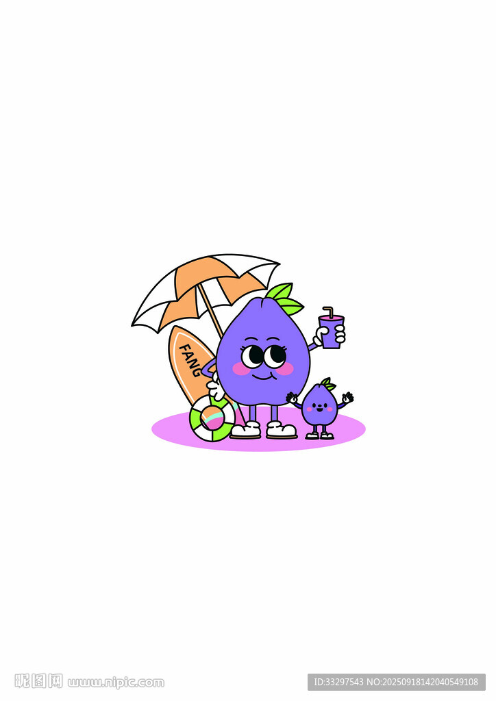紫色卡通章魚形象插畫