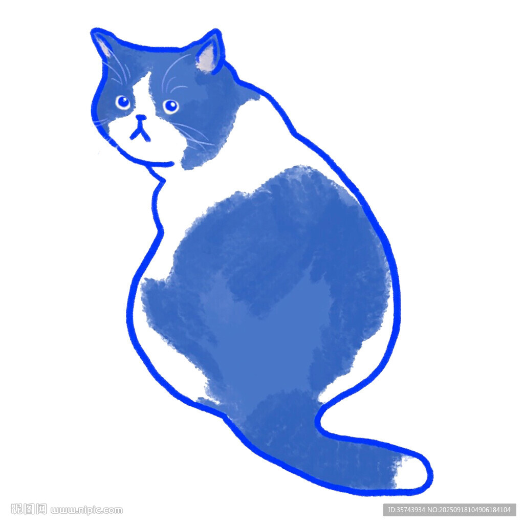 藍(lán)白貓咪插畫