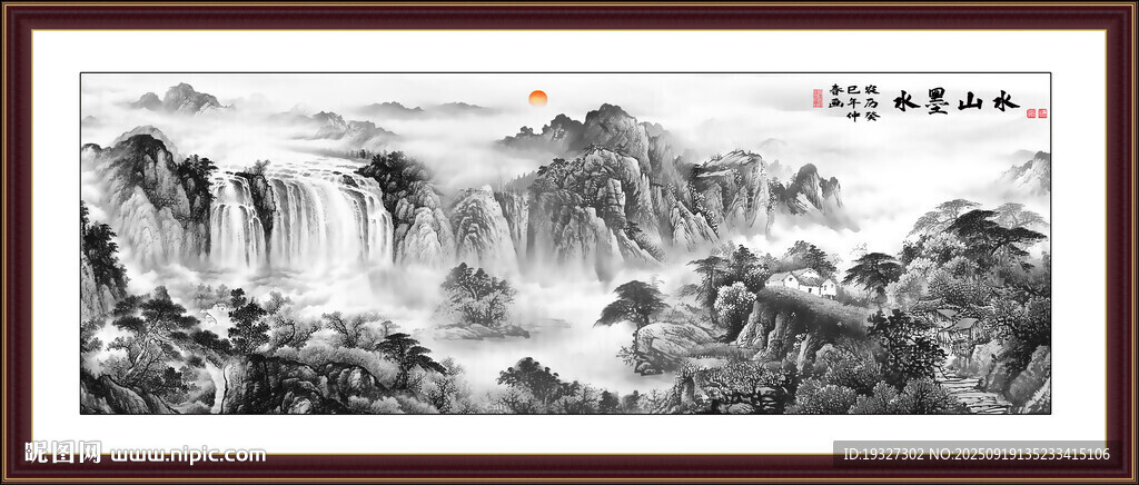 國(guó)畫(huà)水墨風(fēng)水畫(huà) 