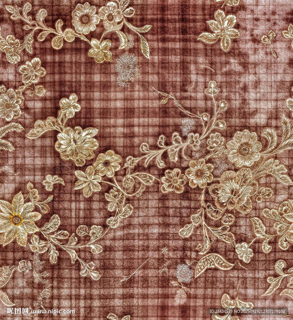 復(fù)古花紋刺繡布料圖案