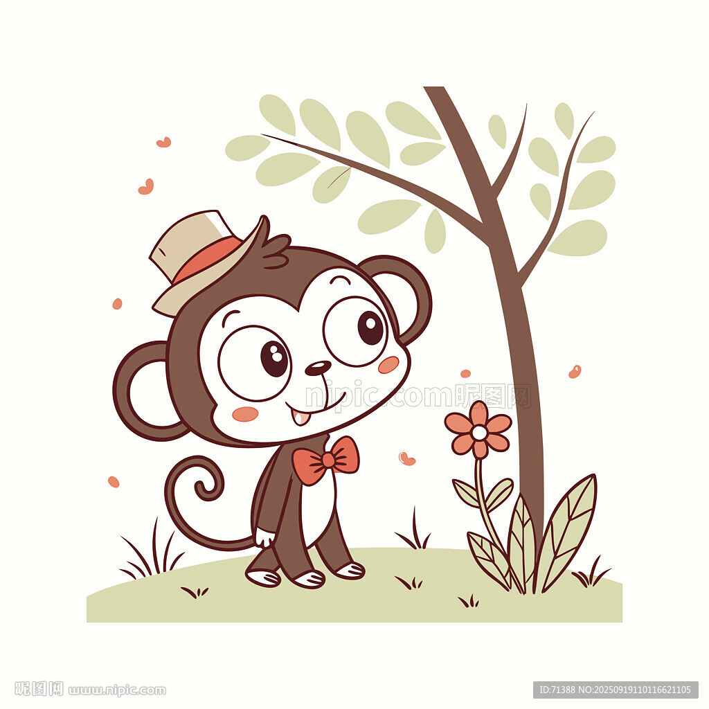 矢量可愛小猴子插畫