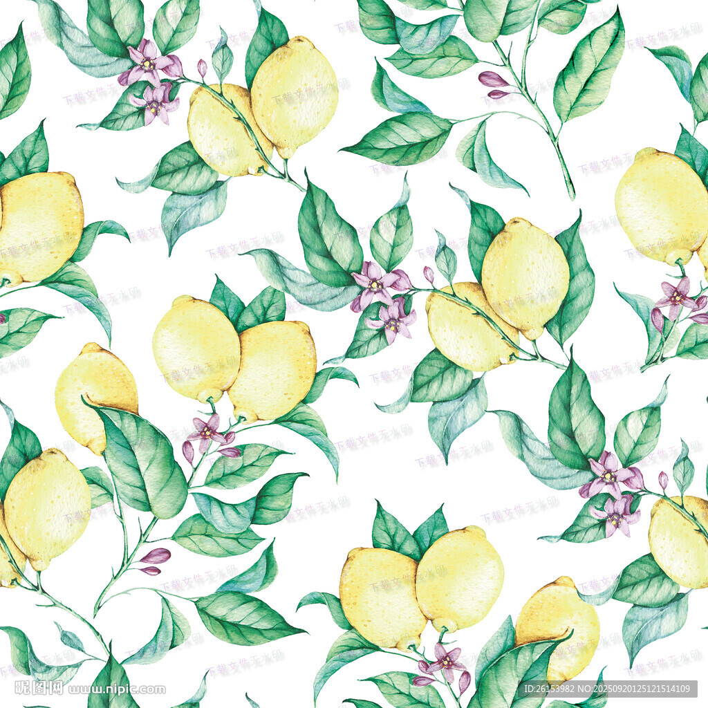 檸檬綠葉水彩圖案背景