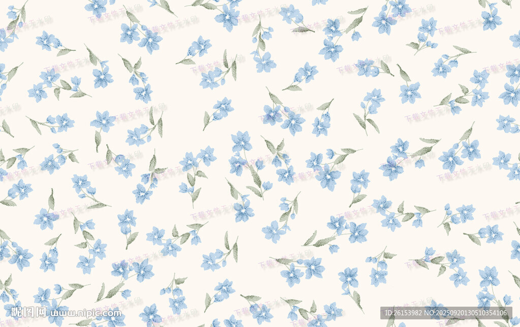 藍(lán)白小花清新碎花圖案