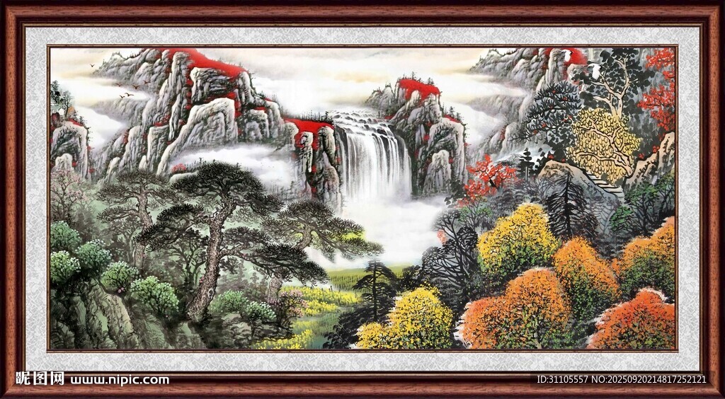 秋韻山水國畫風(fēng)景圖