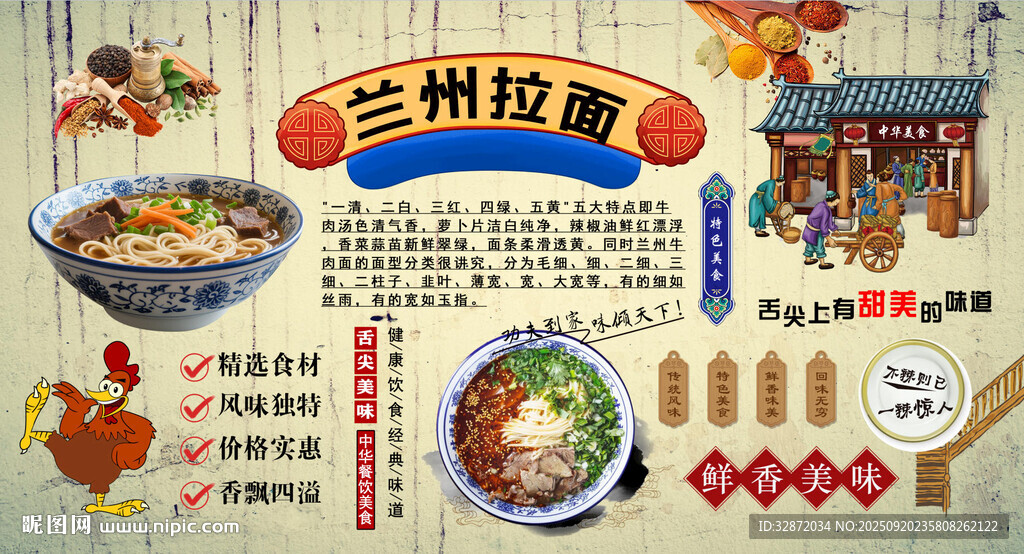 蘭州拉面背景墻