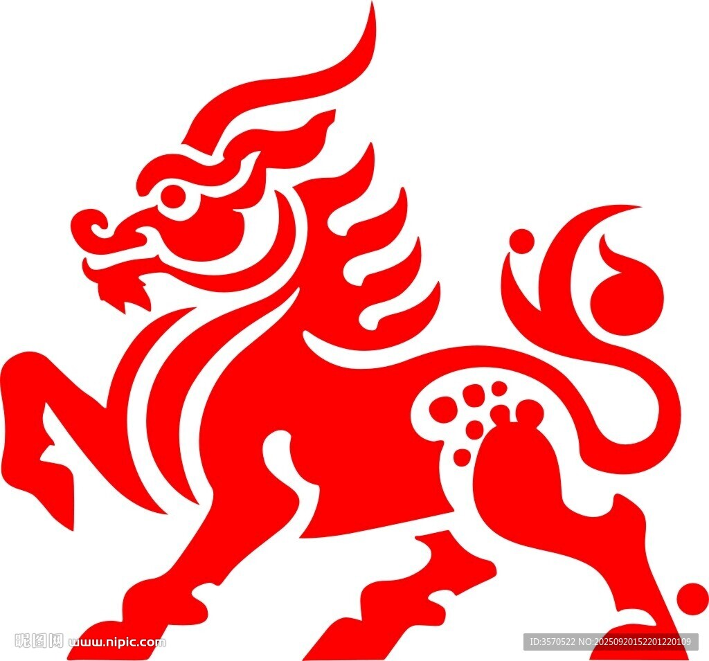 紅色麒麟圖案