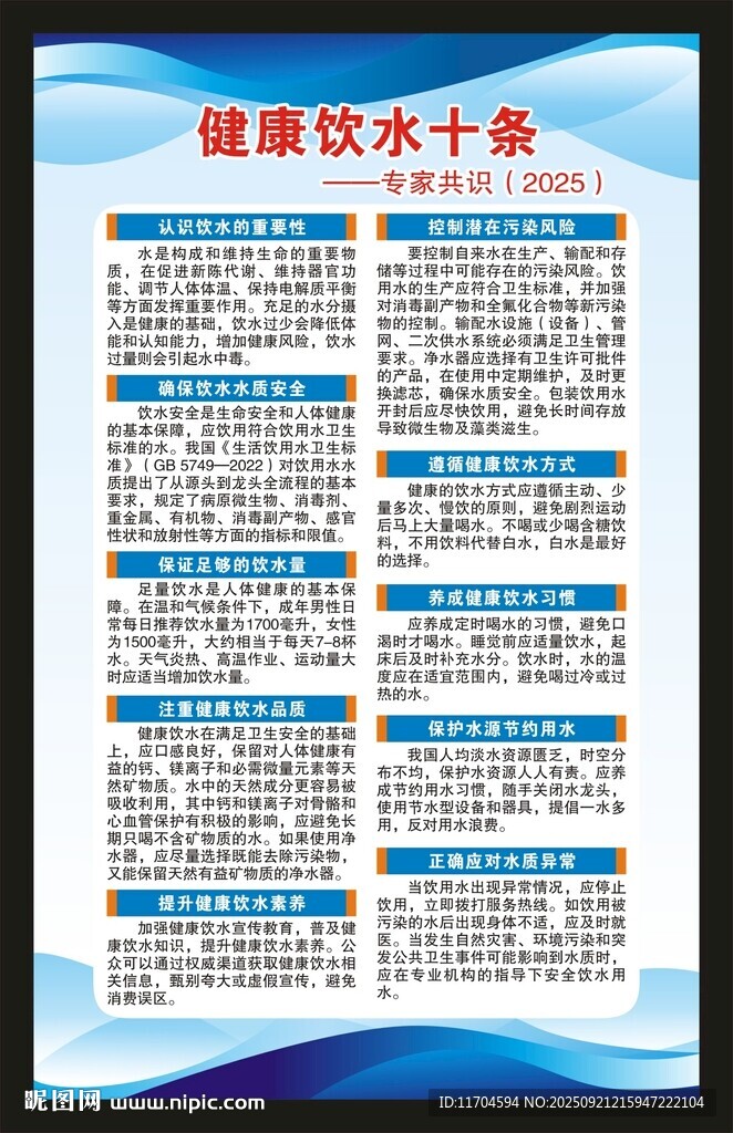 健康飲水十條海報