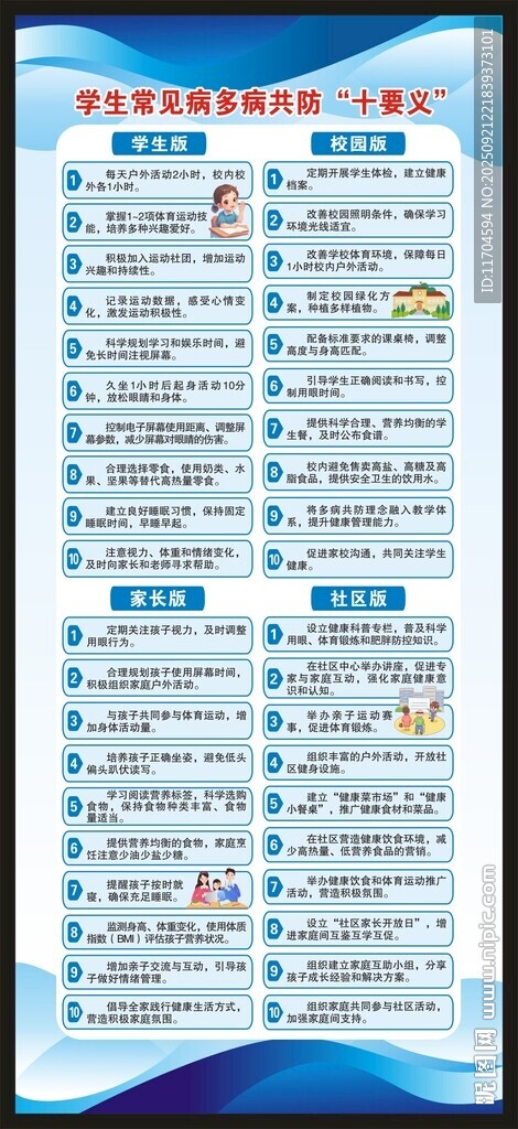 學(xué)生常見病多病共防十要義展架