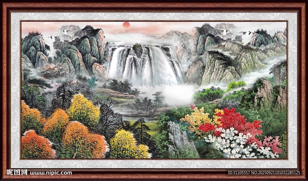 山水秋色國畫風(fēng)景圖