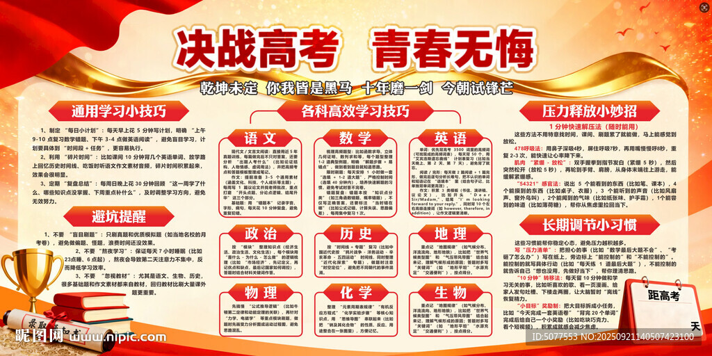決戰(zhàn)高考 青春無悔  誓言展板
