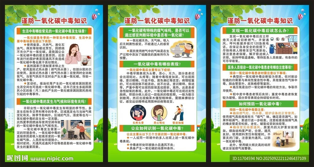 謹防一氧化碳中毒知識展板