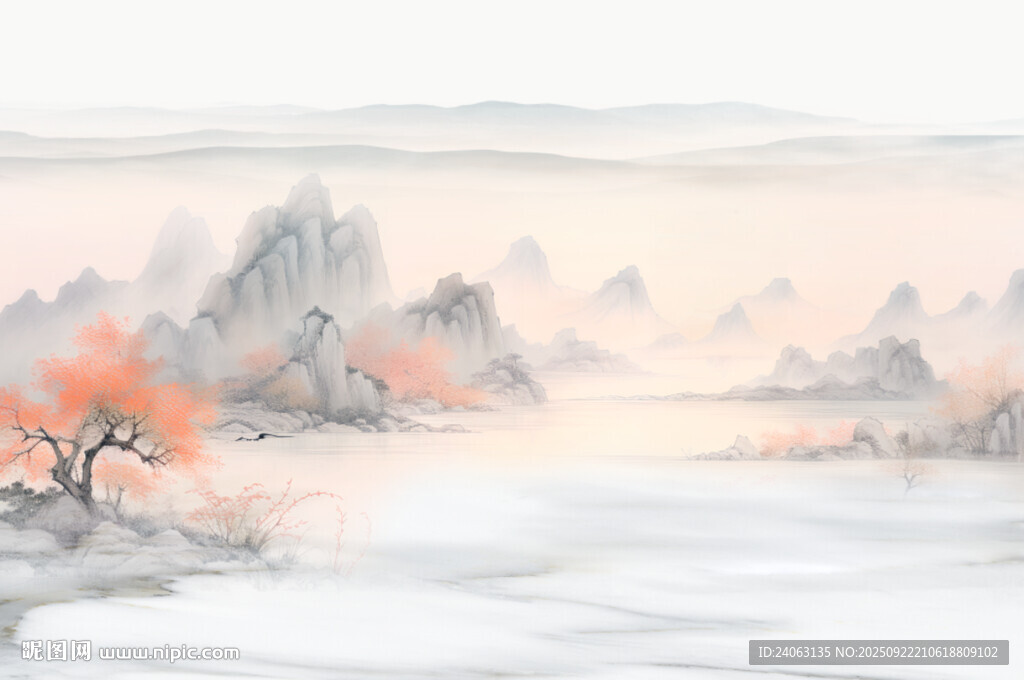 水墨山水背景墻