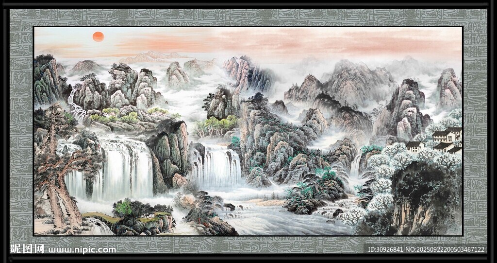 山水國(guó)畫風(fēng)景圖