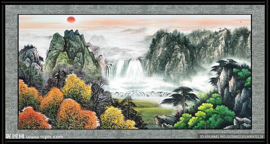 山水秋色國(guó)畫風(fēng)景圖