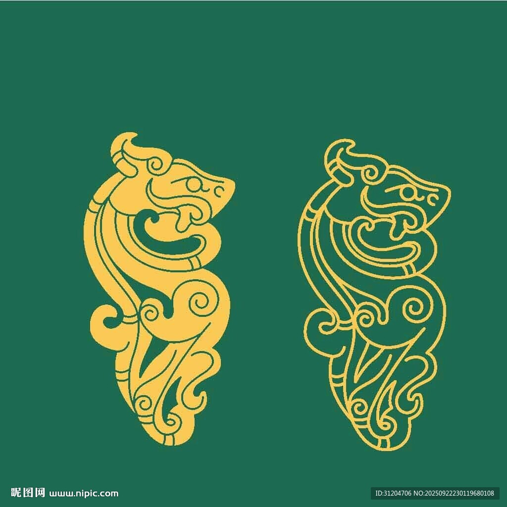 中式古典龍形裝飾圖案