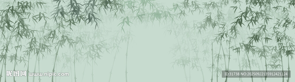 新中式竹影水墨竹子背景墻