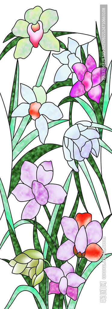 高清分層復(fù)古門蘭花圖案