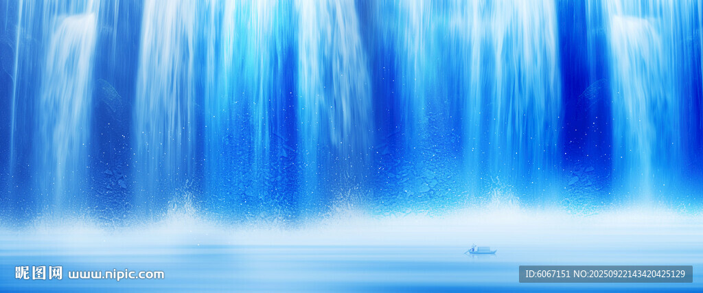 流水生財(cái)瀑布背景墻