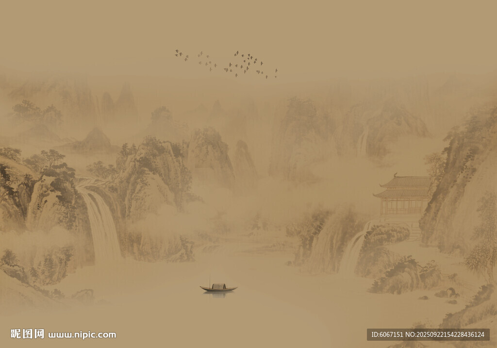 國(guó)畫(huà)山水背景墻