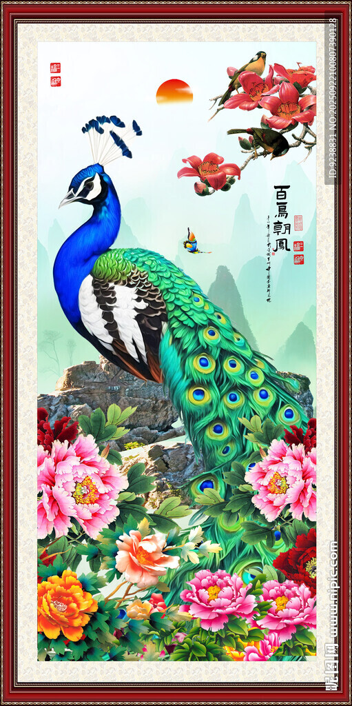 鳳凰牡丹圖