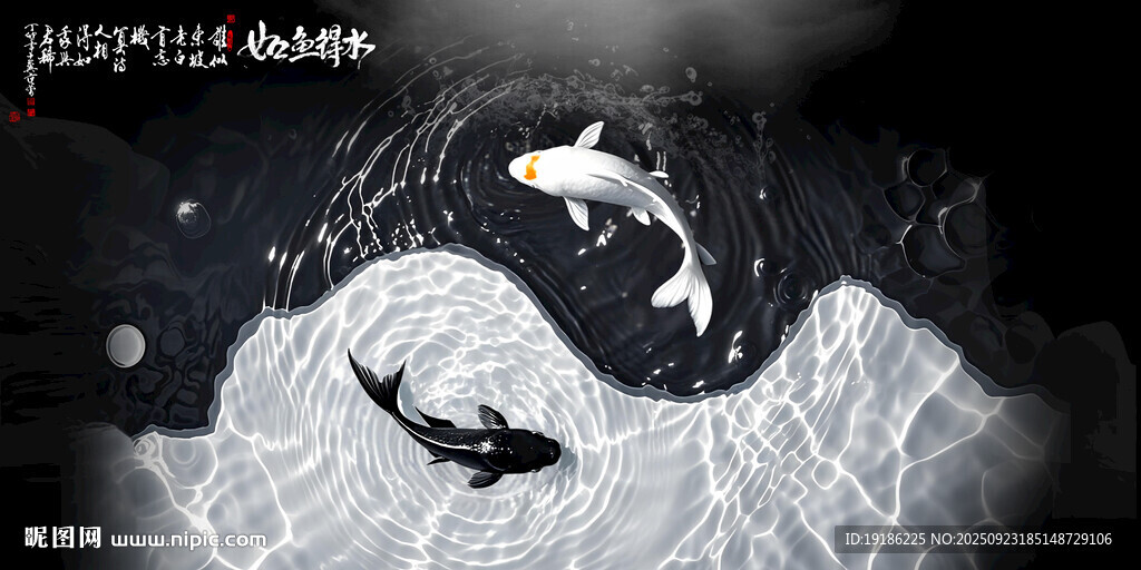 抽象太極魚缸背景
