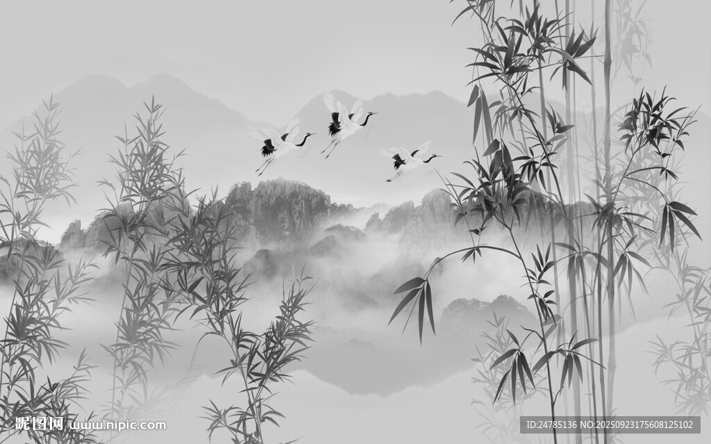 水墨竹林背景
