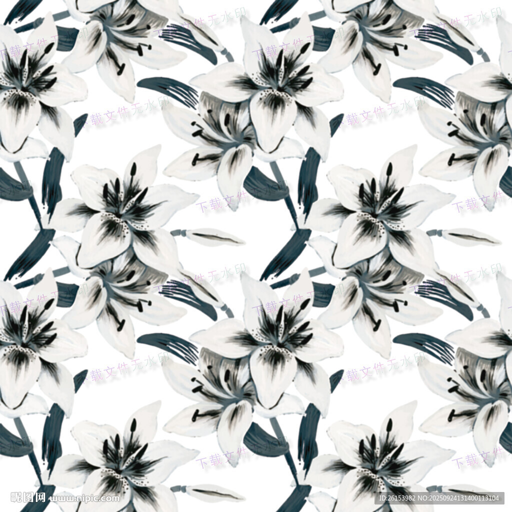 藍白花卉圖案無縫背景