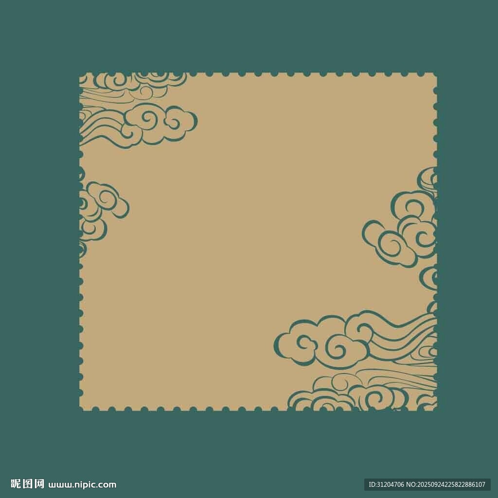中式復(fù)古云紋邊框圖案