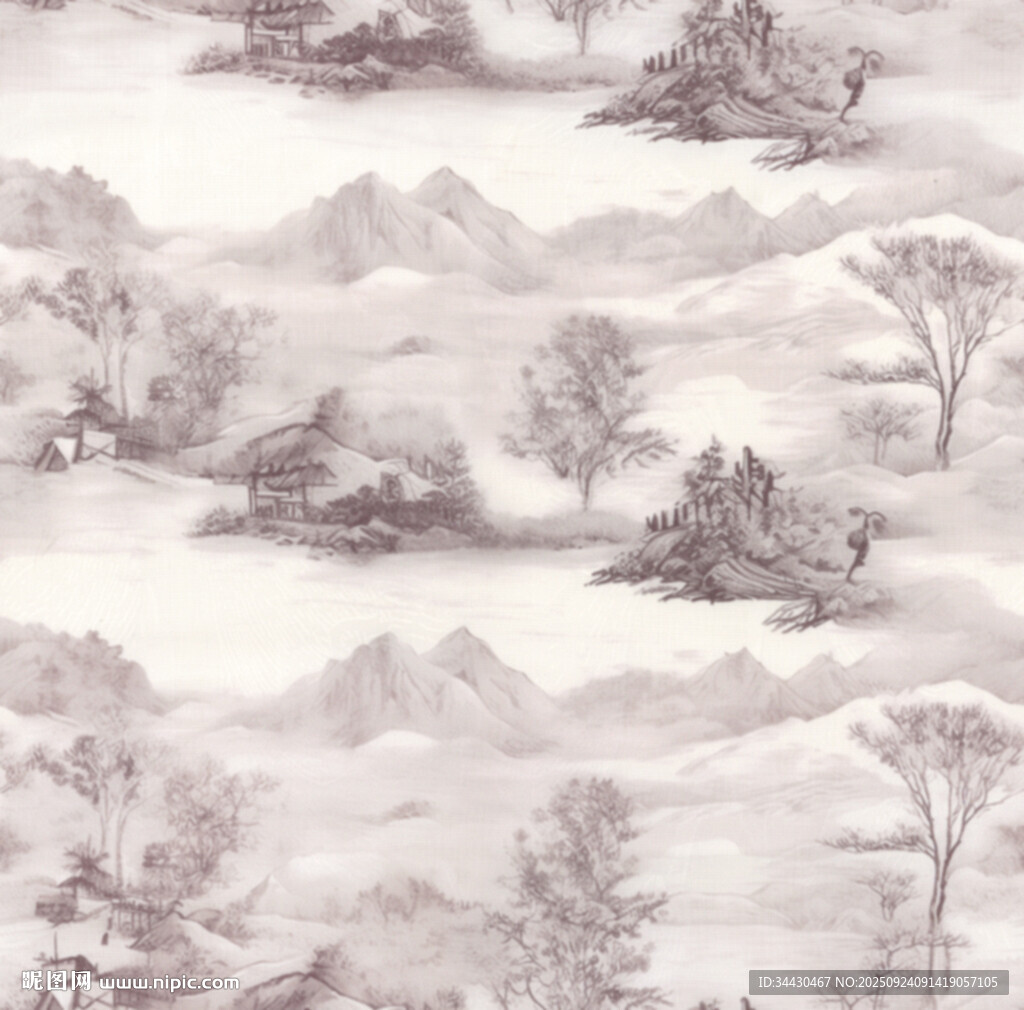 水墨山水風景圖案