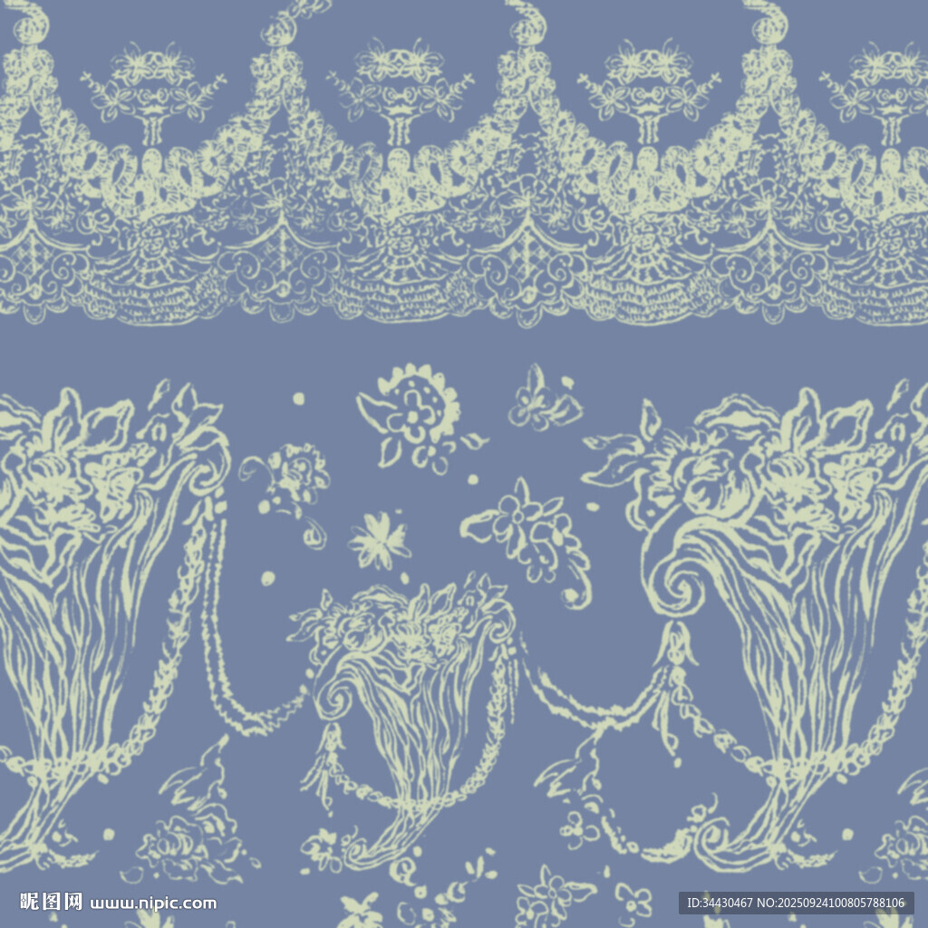 藍色底復(fù)古花紋圖案